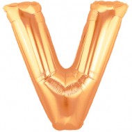 V bogstav guld folie ballon 40"/90cm (uden helium)